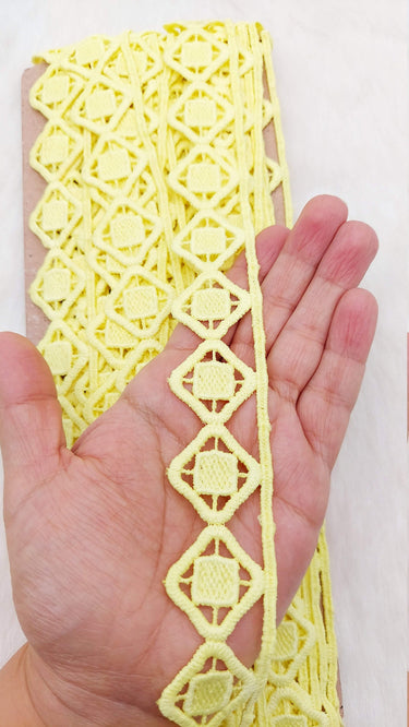 Fringe Trim Geometric Pattern, Cotton Embroidered Crafting Edging Lace Trim, Trim by 10 Yards